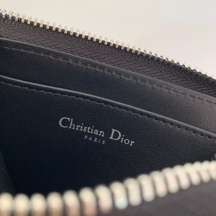 Dior 老花拉鍊零錢包-銀Logo
