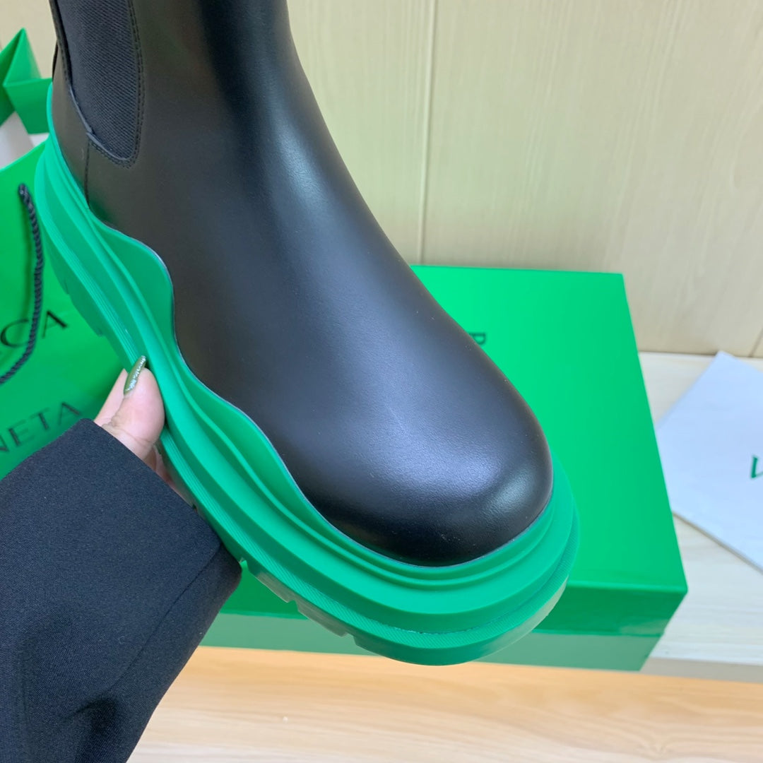 B編織-22秋冬新款中筒靴 綠色底