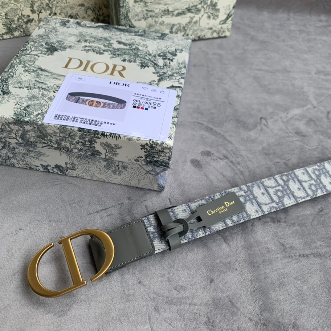 迪D家-老花霧面金扣皮帶-3.5cm