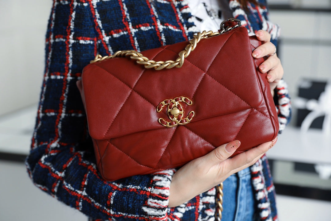 Chanel 19Bag-小號棗紅色