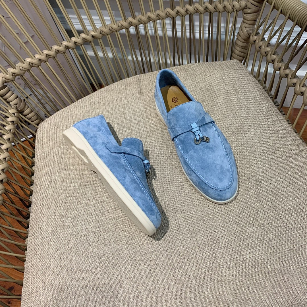 Loro p1ana-羊絨復古平底鞋 藍色