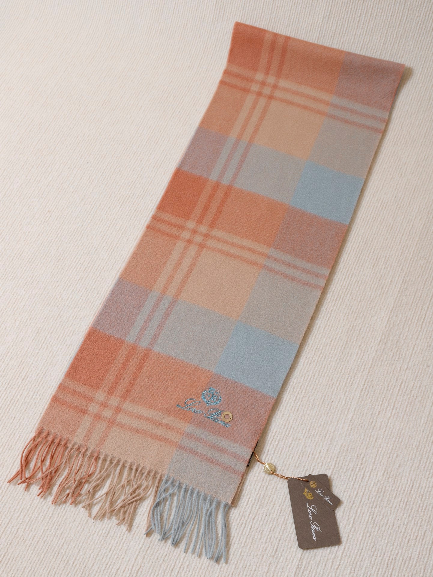 L-Piana 經典水波紋拼色羊絨圍巾-100%頂級羊絨 180*30cm
