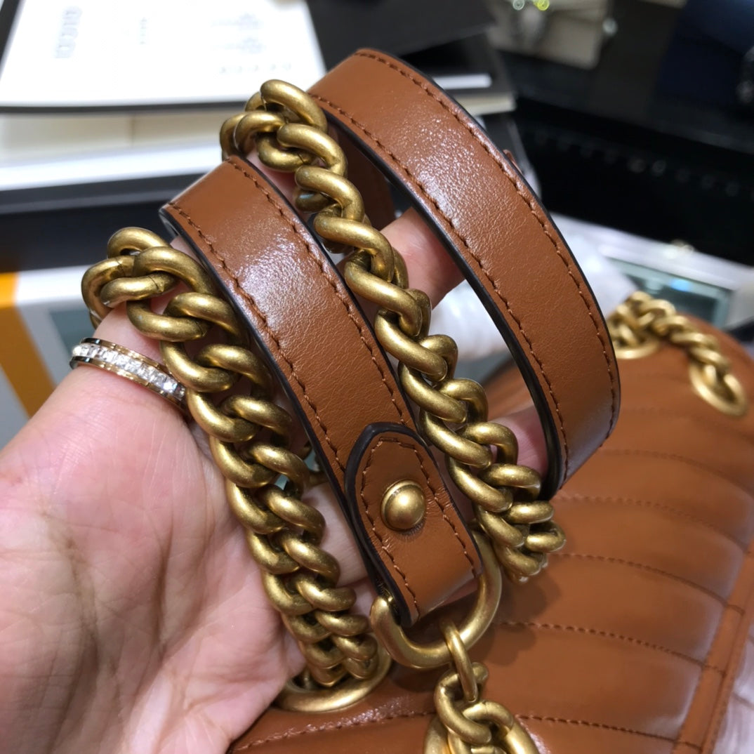 古G家-Marmont 中號焦糖色-26*15*7cm