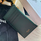 Celine 粒面小牛皮拉鍊卡包-墨綠