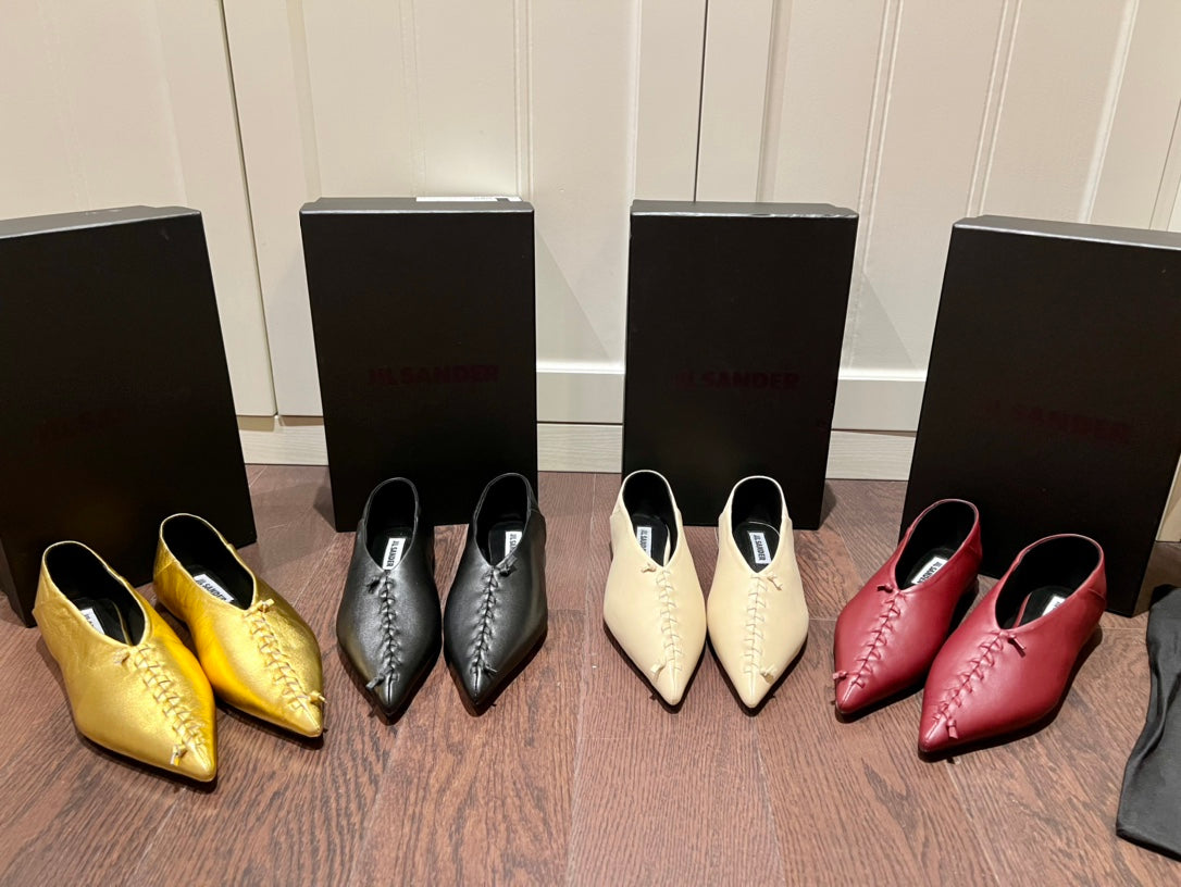 Jil sander-2022秋冬 尖頭拼接鞋面懶人鞋