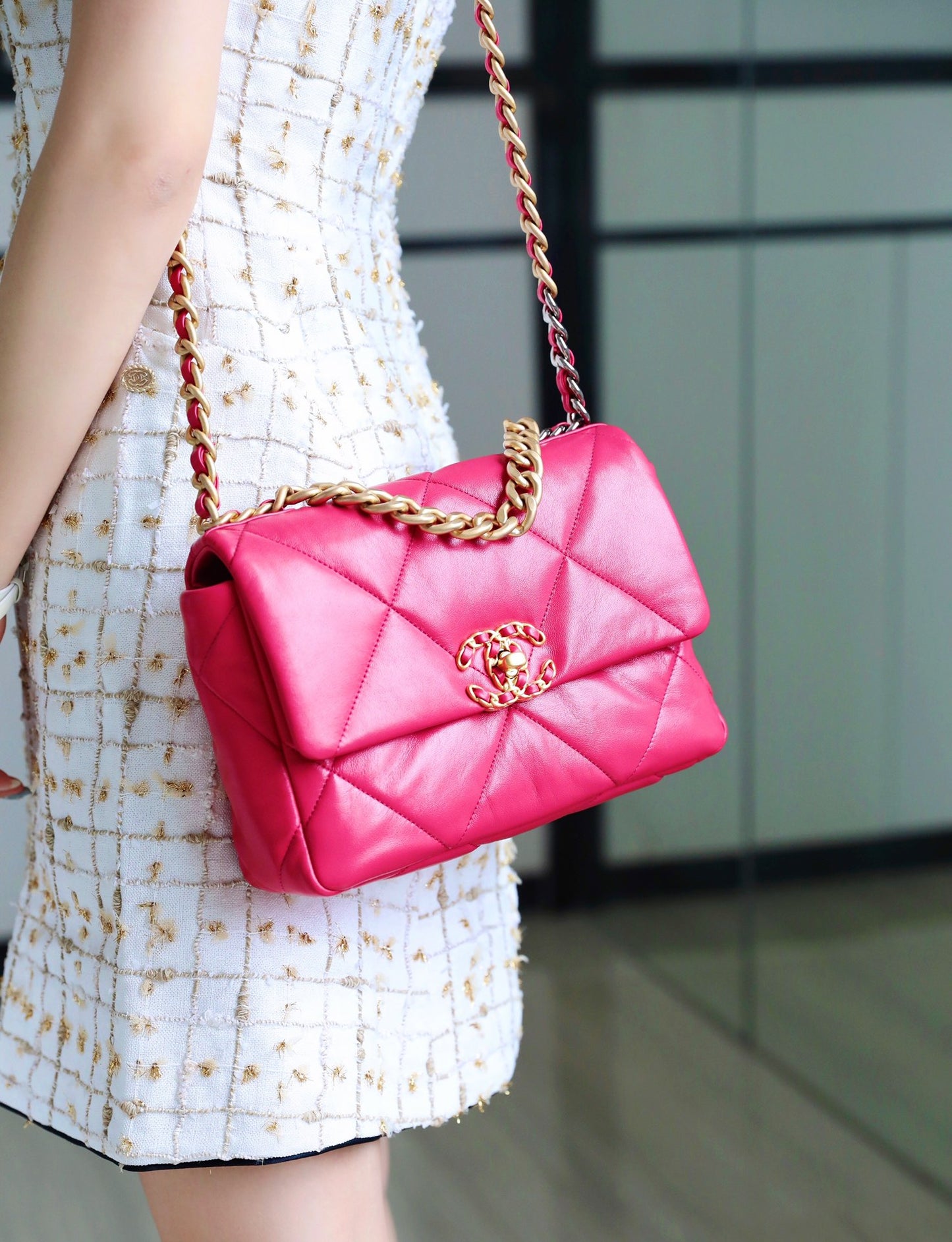 Chanel 19Bag-小號桃紅色