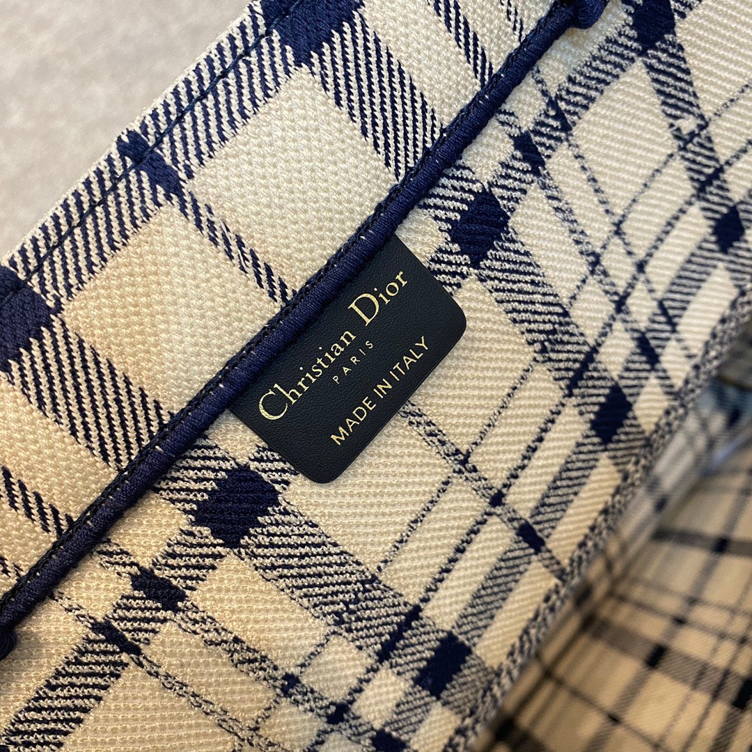 Dior Book Tote-大號41.5cm-黑白格紋