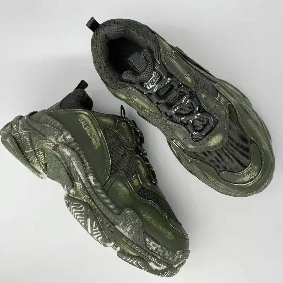 Balenci-Triple S 老爹鞋 乞丐軍綠色
