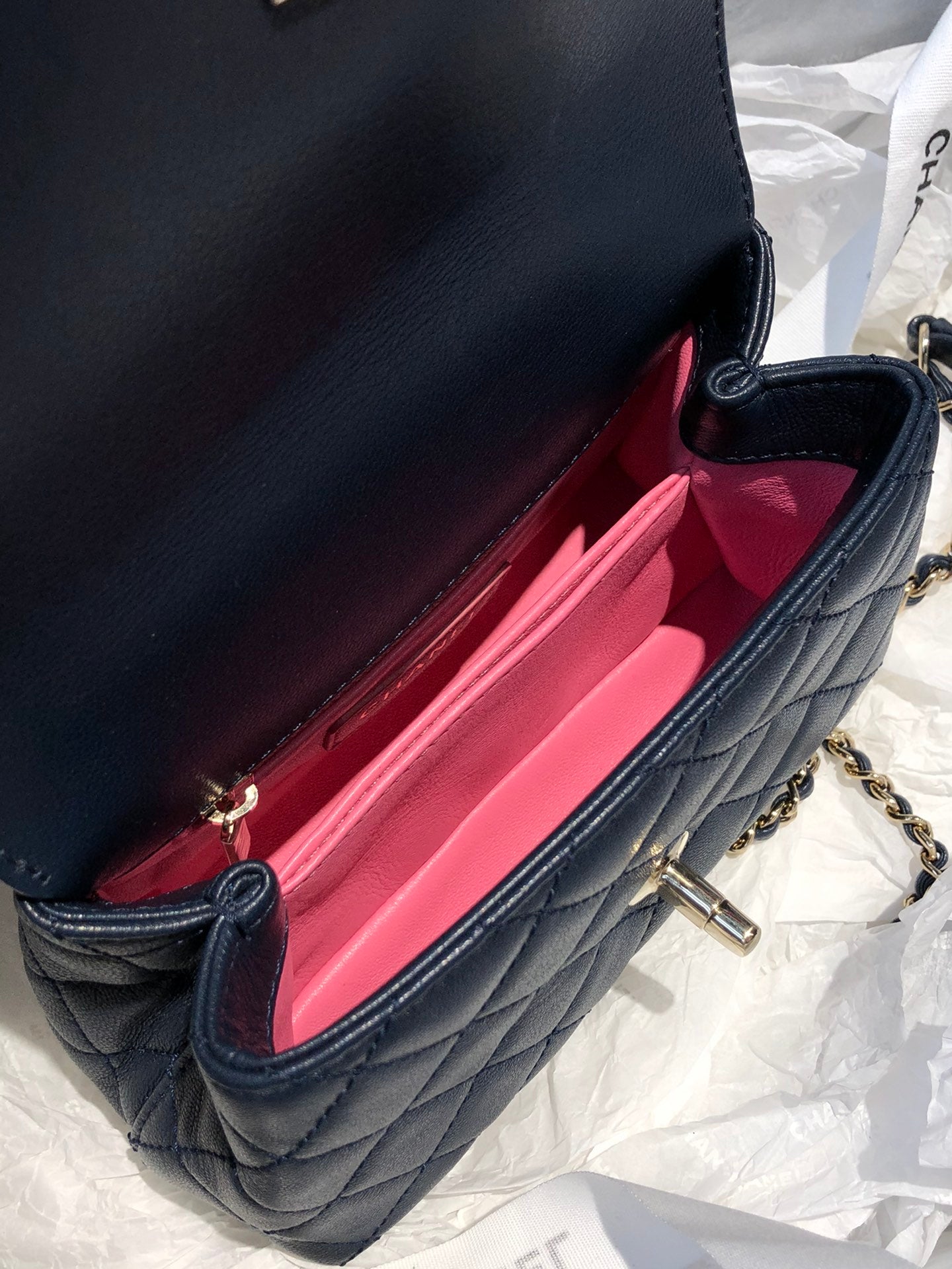 Chanel mini coco handle彩虹包-深藍色