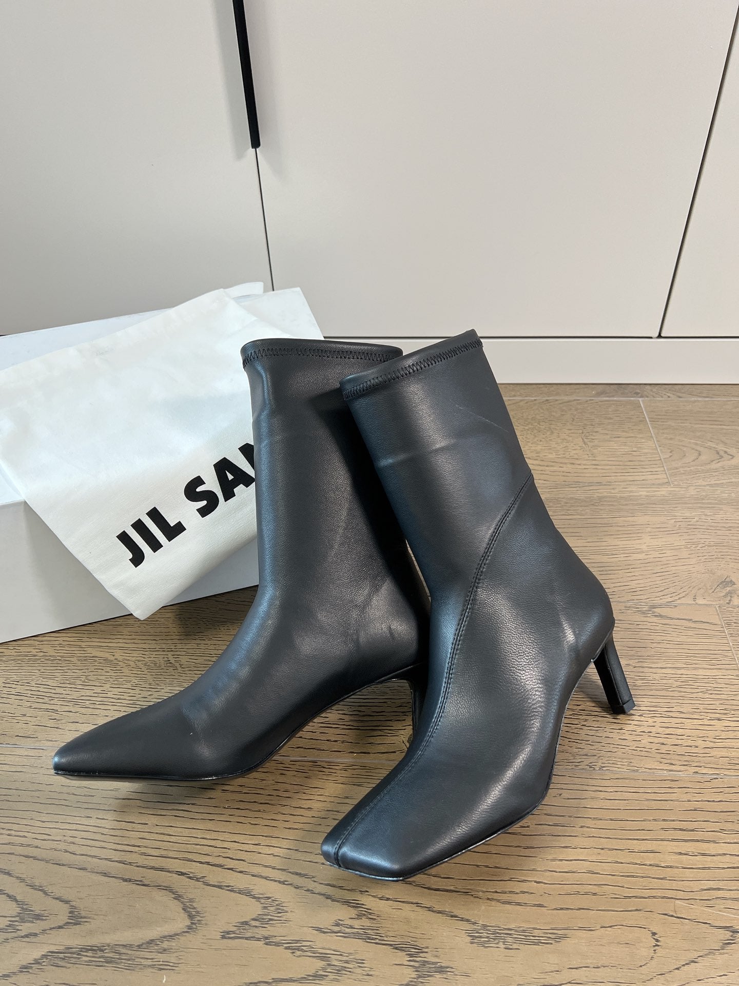Jil sander-方頭高跟靴 8cm