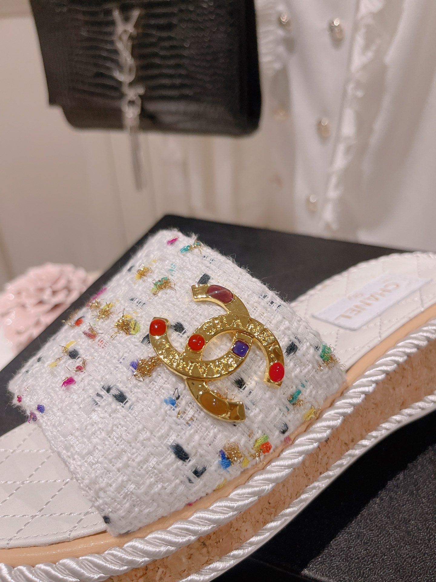 小香家-2023春夏新款 金絲彩色毛線拖鞋
