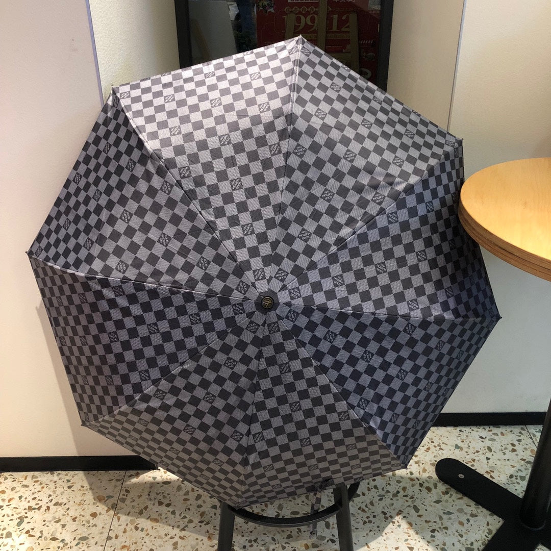 路L家-新款格紋雨傘-灰色