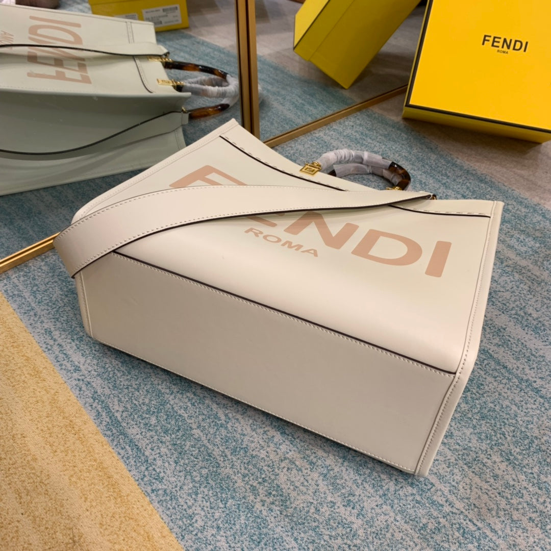 芬F家-Fendi Sunshine-中號粉色牛皮手提袋