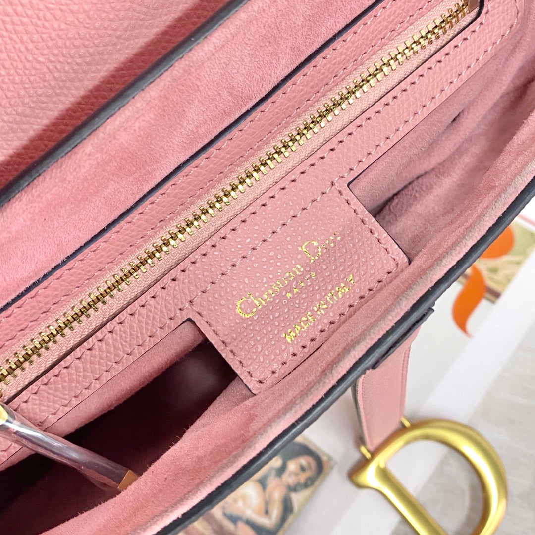 Dior Saddle 馬鞍包-手掌紋-大號糖粉色-25.5cm