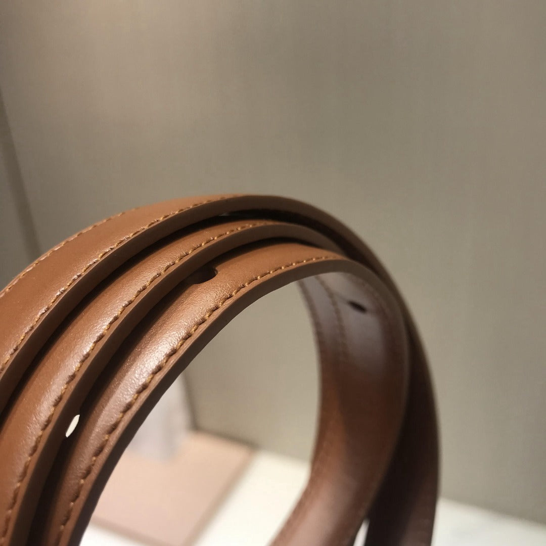 賽C家-咖色銀扣皮帶-1.8cm