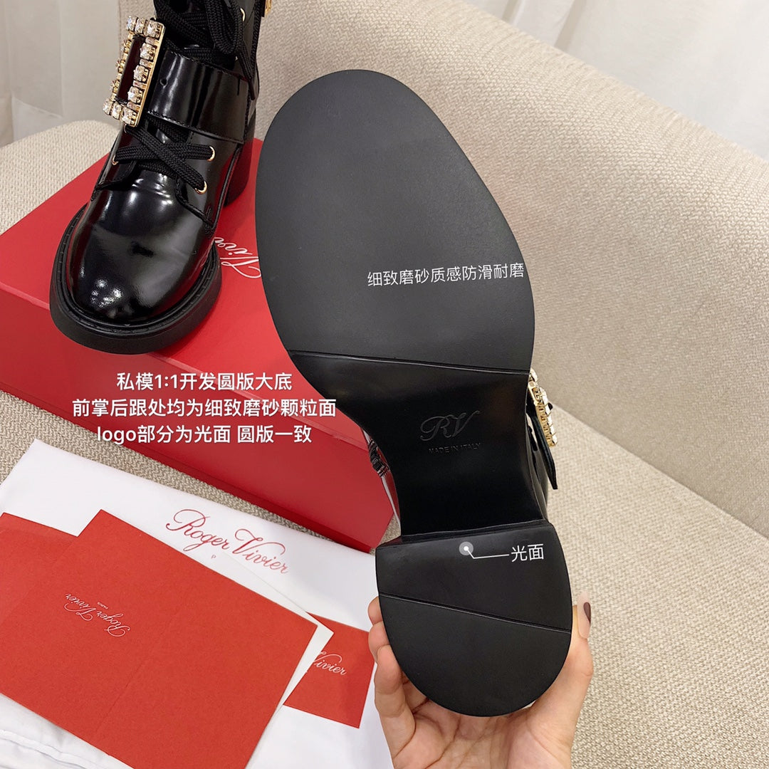 R方扣頭鞋-22SS 鑲鑽粗跟短靴 歐陽娜娜同款