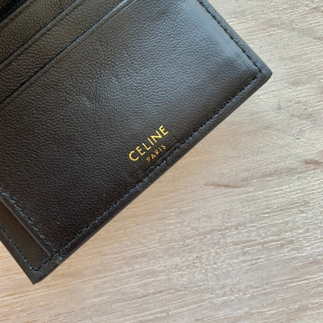 Celine 小號亮澤牛皮革三折短夾