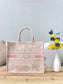 Dior Book Tote-大號41.5cm-刺繡粉老虎