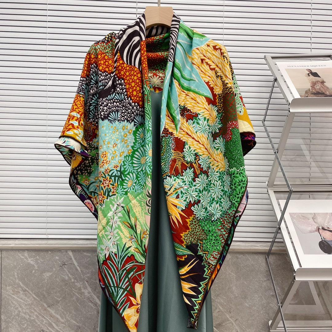 小愛款-雙面大絲巾 136cm-30%真絲70%羊毛