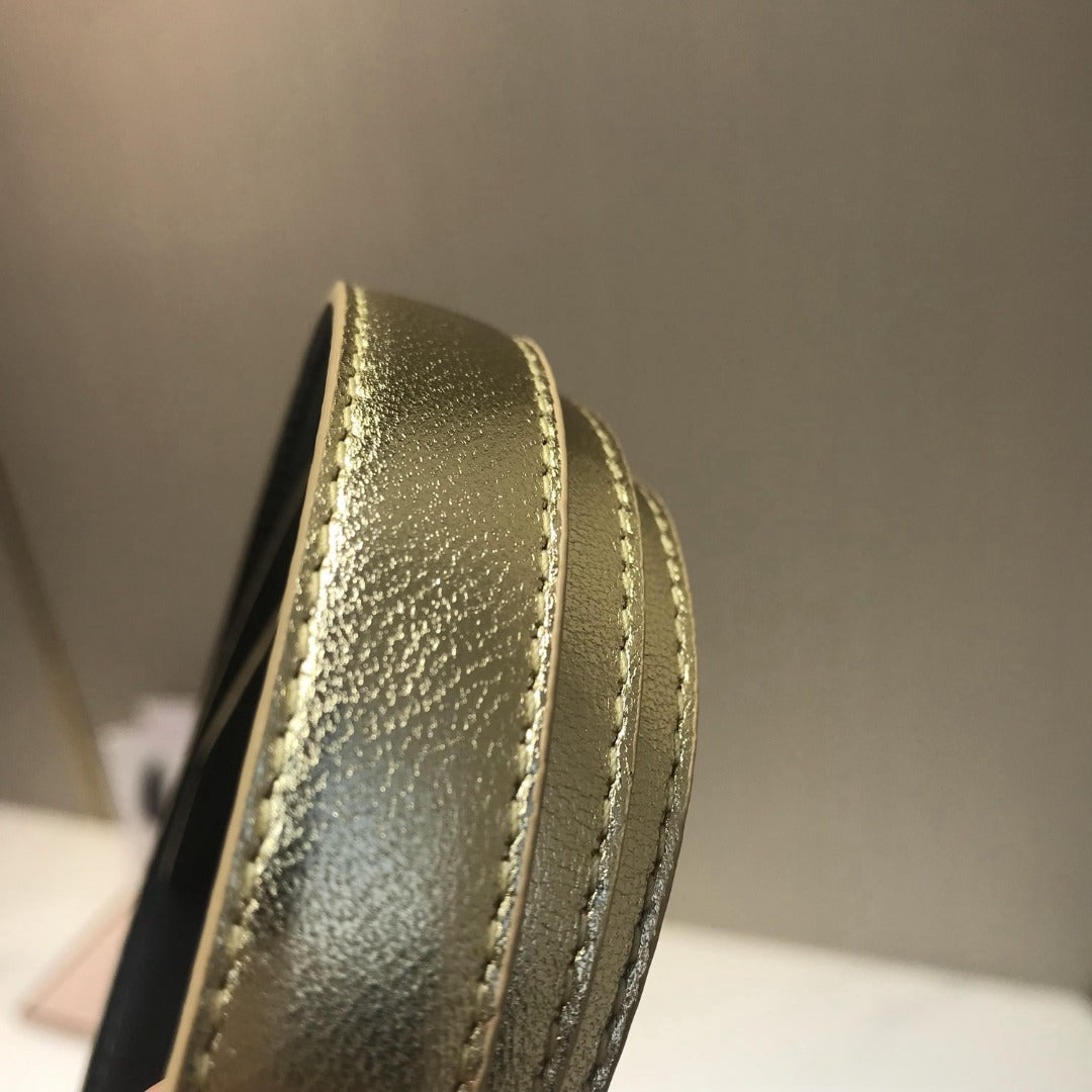賽C家-金色銀扣皮帶-1.8cm