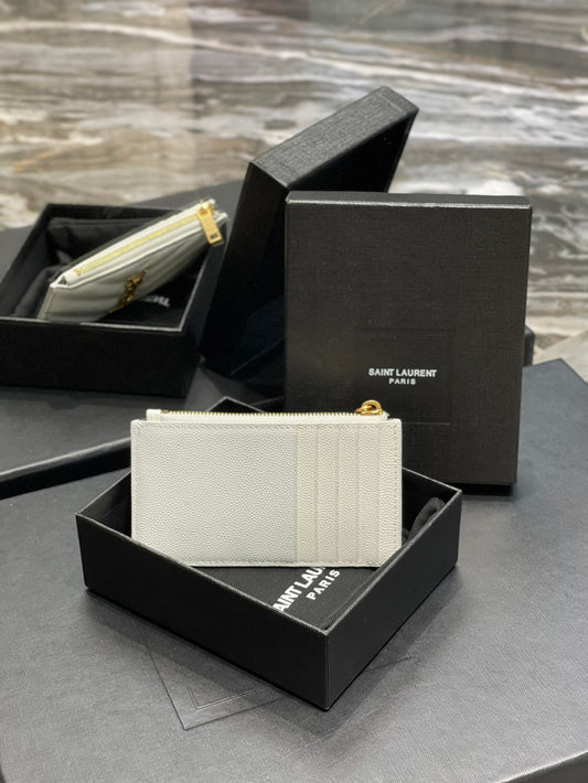 YSL 新品卡包_白色金扣