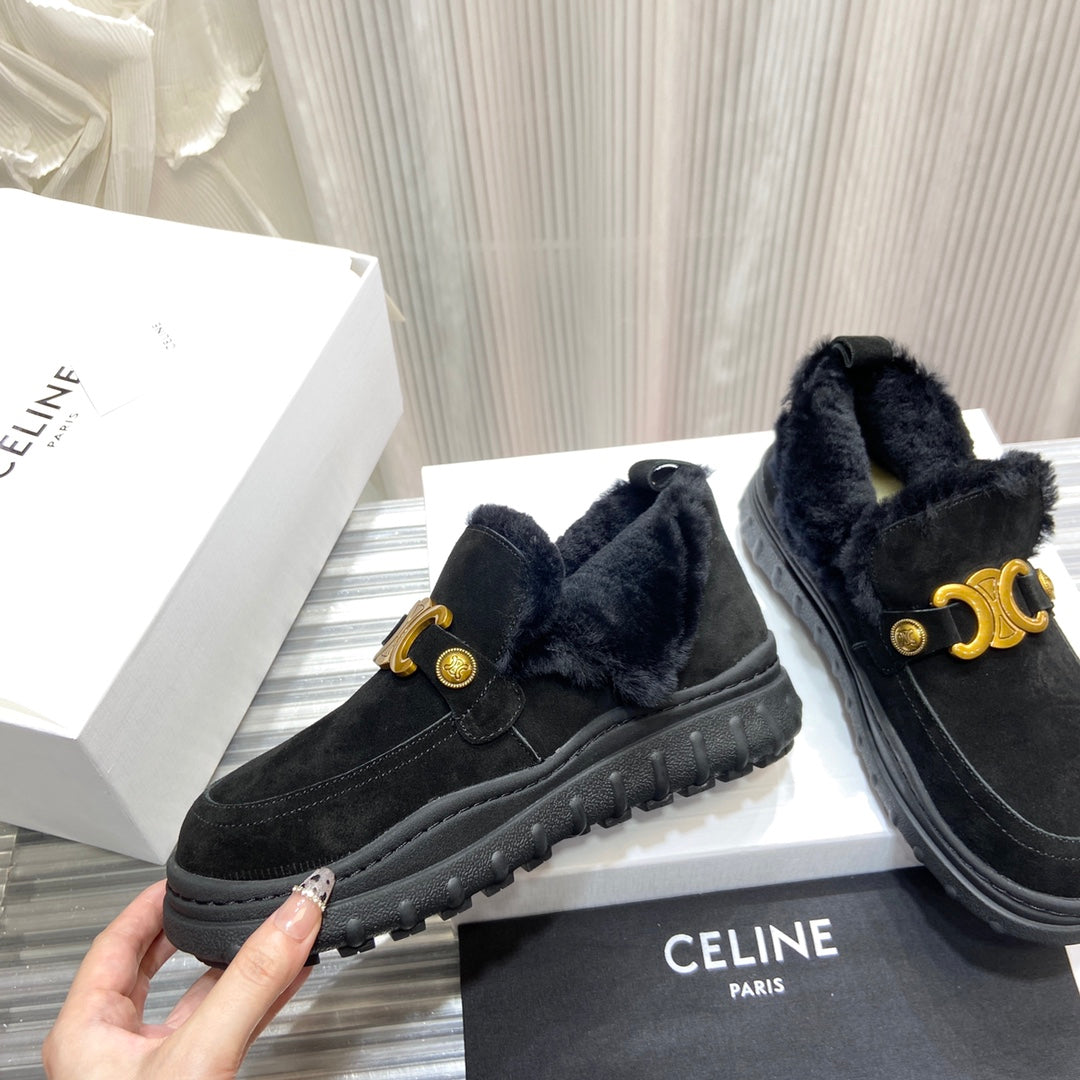 賽C家-2022早春新款 毛毛短靴 黑色