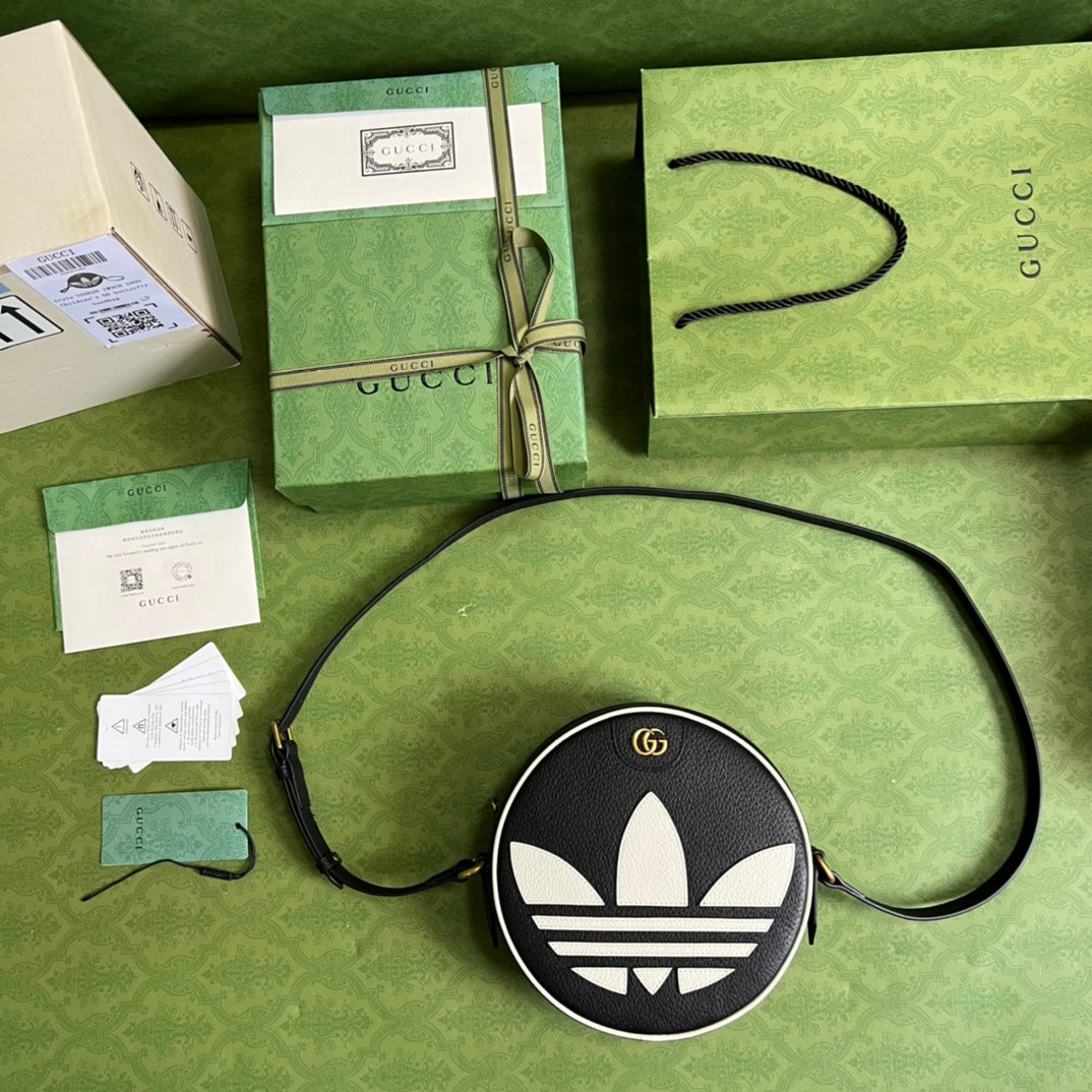 古G家- adidasxGucci聯名系列 肩背包 22x22x7cm 黑色拼