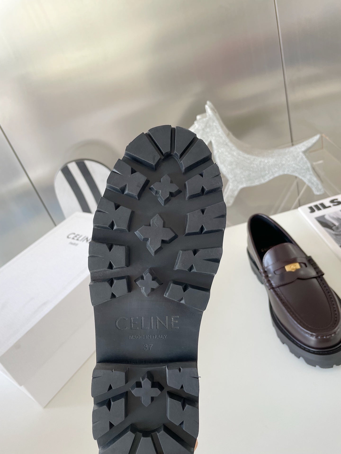 Celine鞋-Celine 五金扣 牛皮 平底樂福鞋