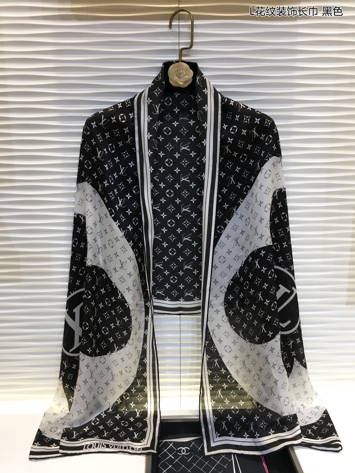 路L家-100%桑蠶絲-花紋長絲巾 60*175cm
