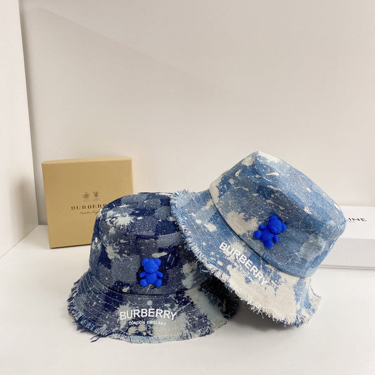 巴B家-水洗牛仔小熊漁夫帽