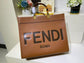 芬F家-Fendi Sunshine-中號棕色牛皮手提袋