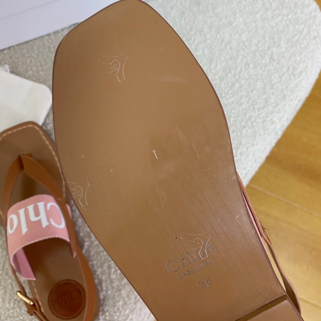 Chloe鞋-Chloe Woody Logo 涼鞋（粉）