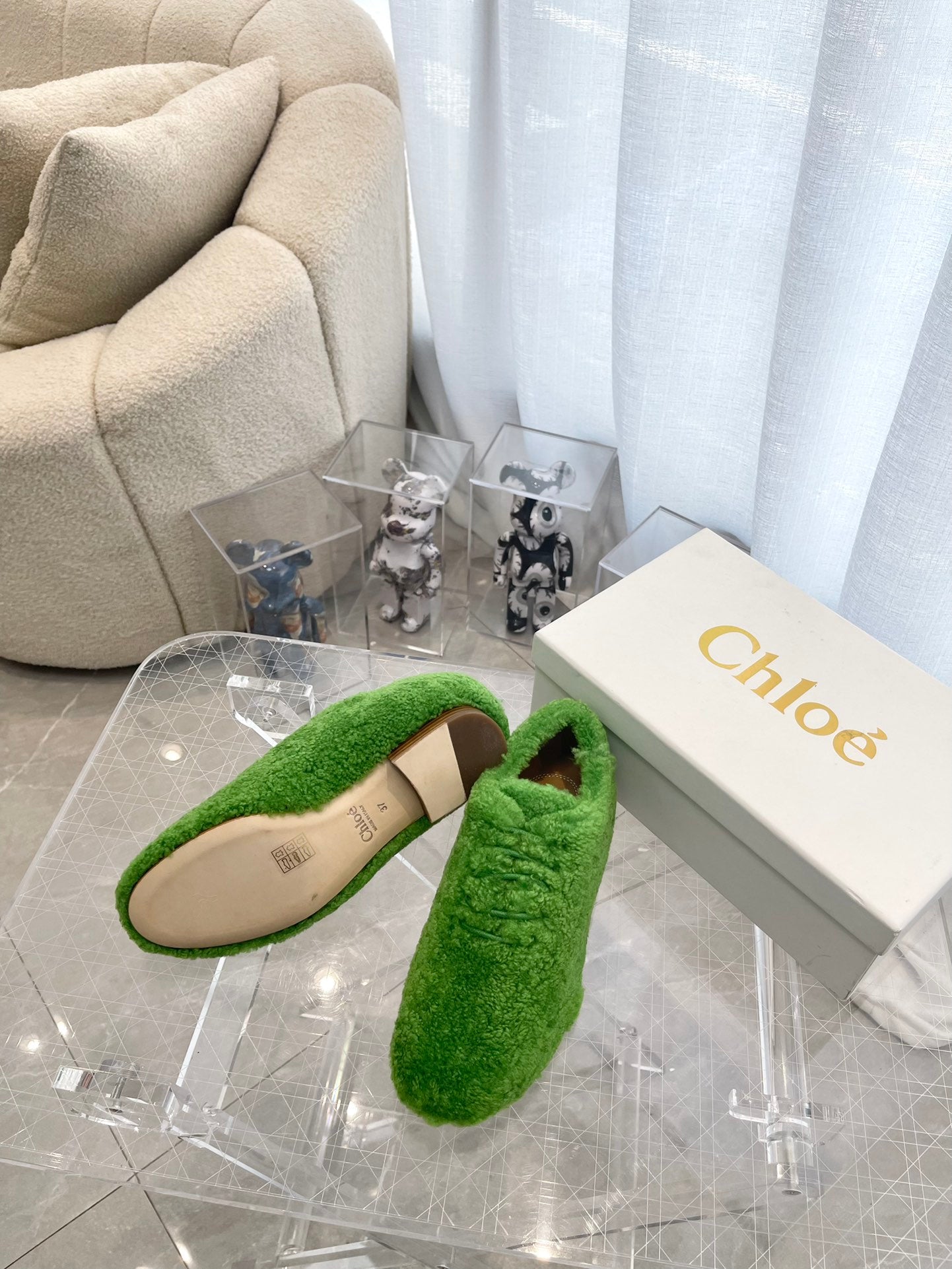 Chloe鞋-Chloe 羊羔毛 樂福鞋（綠）