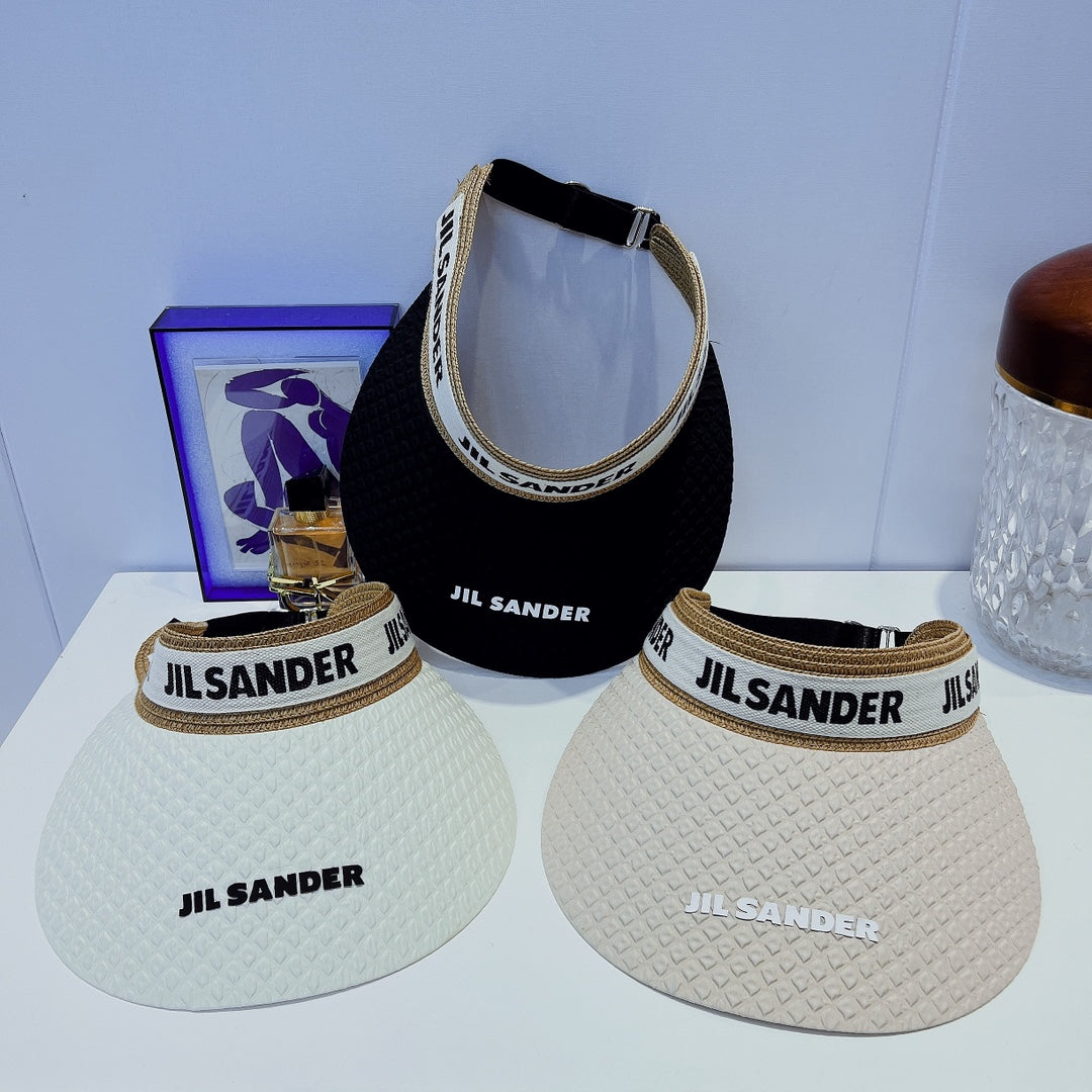 JIL SANDER 織帶拼接防曬帽