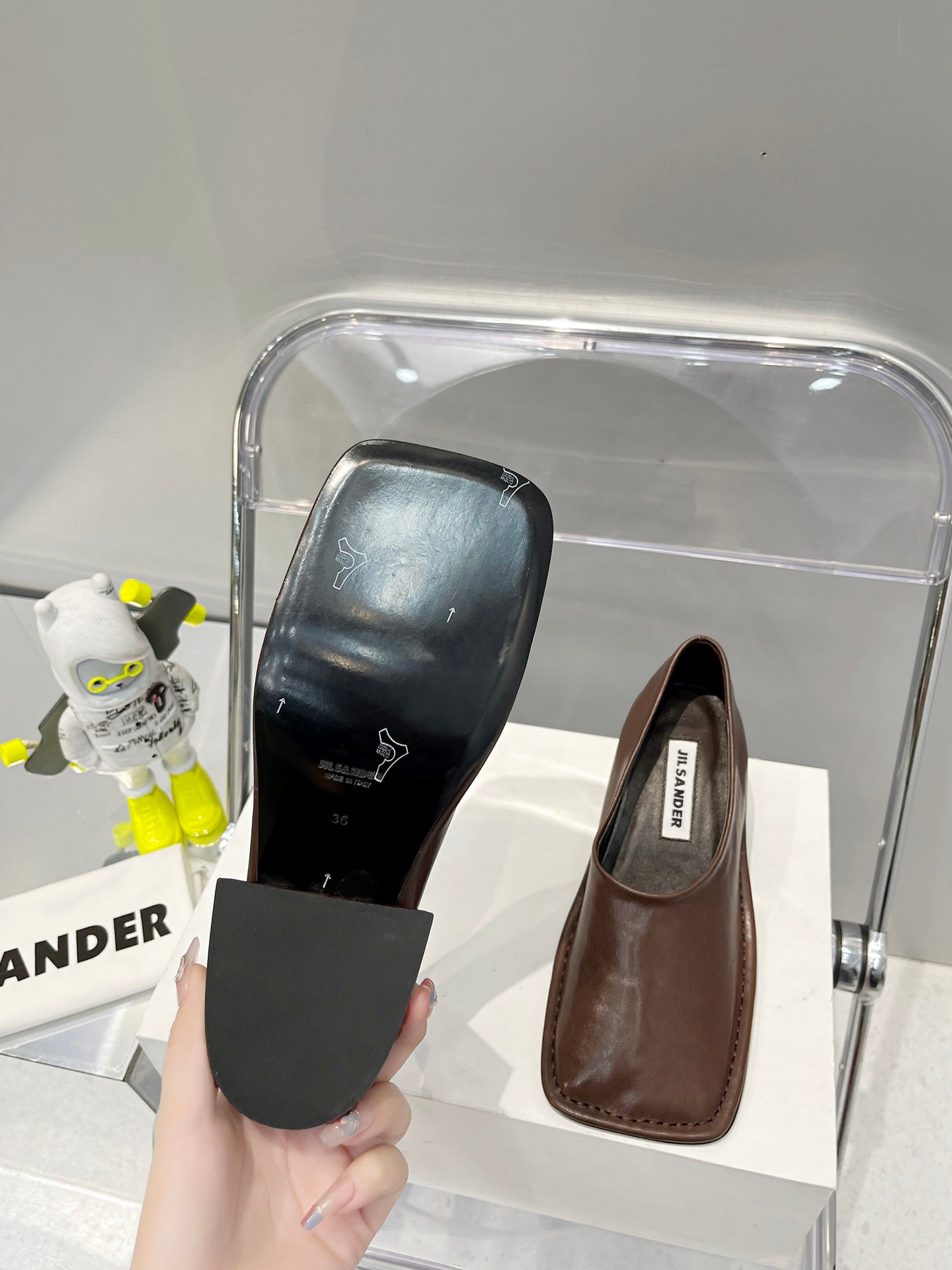 Jil sander-2022秋冬新款 淺口繫帶粗跟單鞋