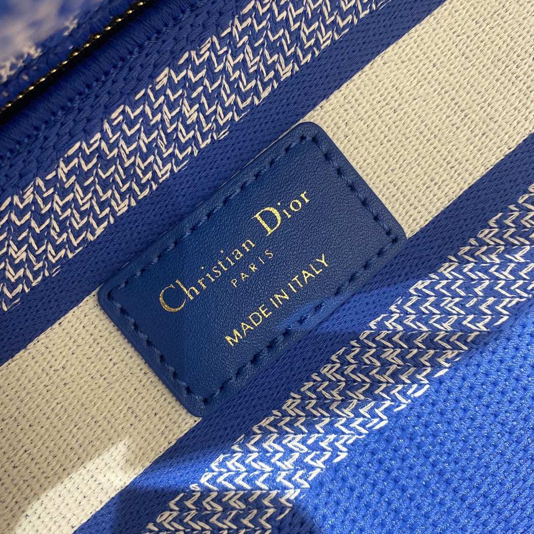 迪D家 Lady D-Lite黛妃包-帆布刺繡-藍色老虎 24cm
