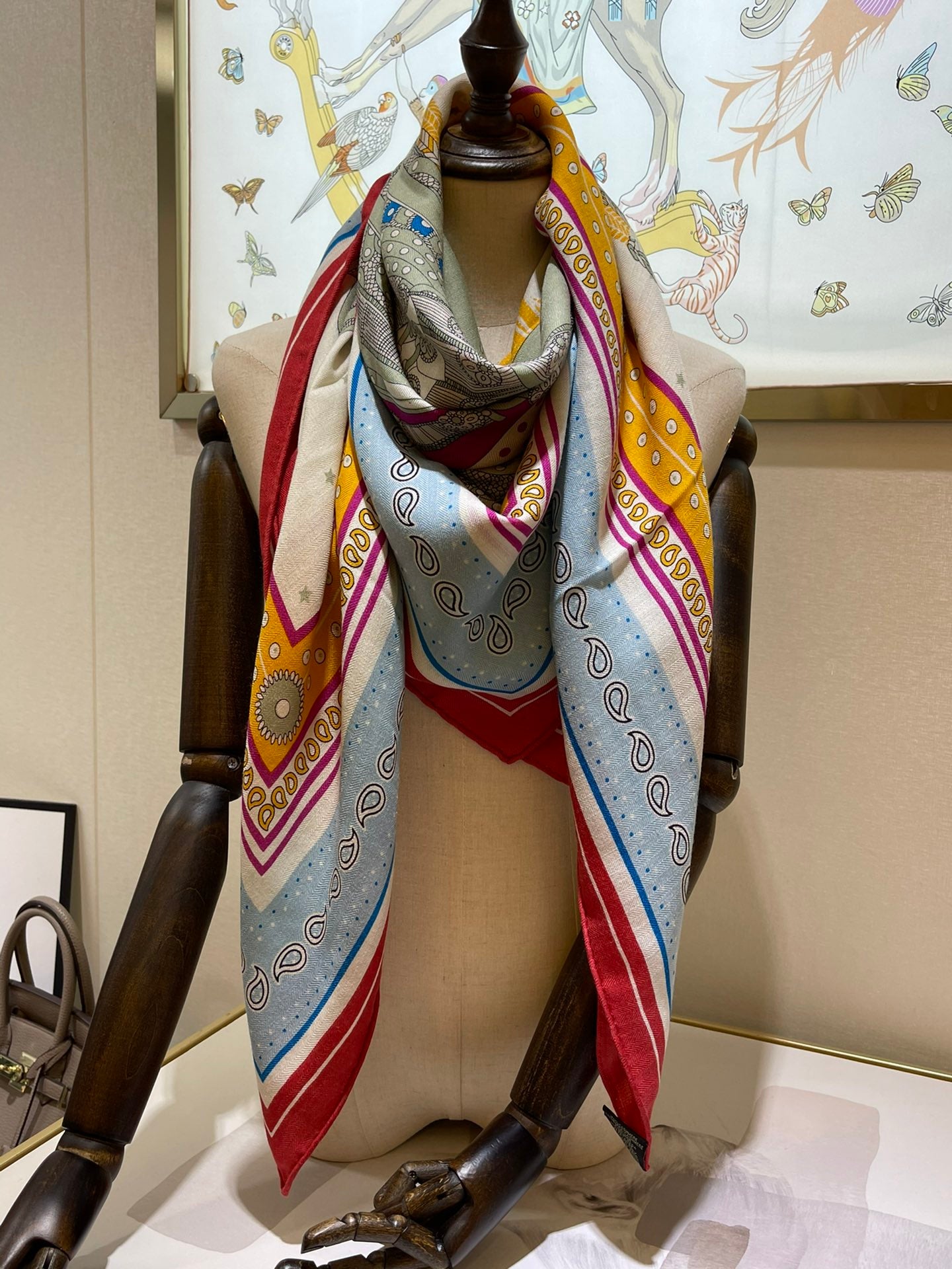 小愛款-絲絨方巾 140cm-30%真絲70%羊毛