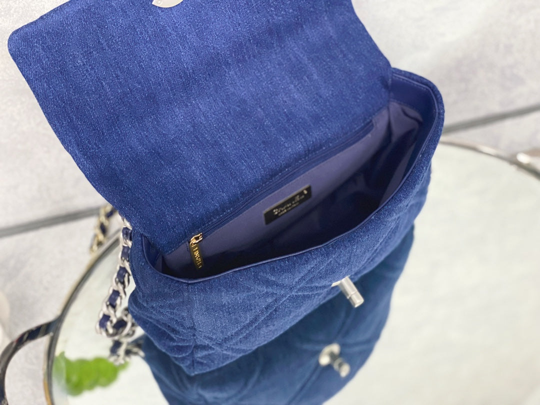 小香家-春夏系列 19Bag  丹寧牛仔深色 銀扣 小號