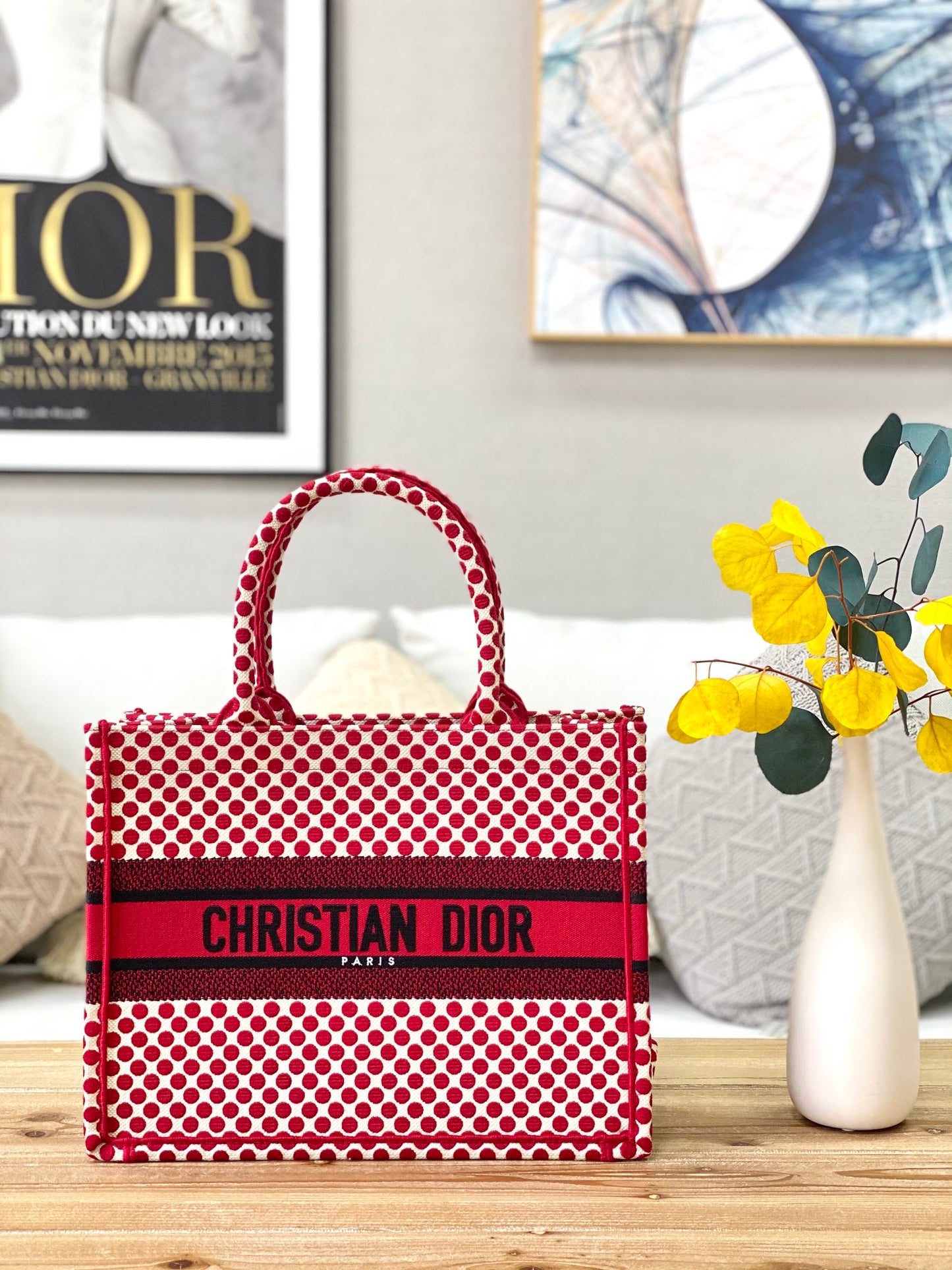 Dior Book Tote-小號36.5cm-刺繡波點