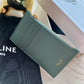 Celine 粒面小牛皮拉鍊卡包-青綠色
