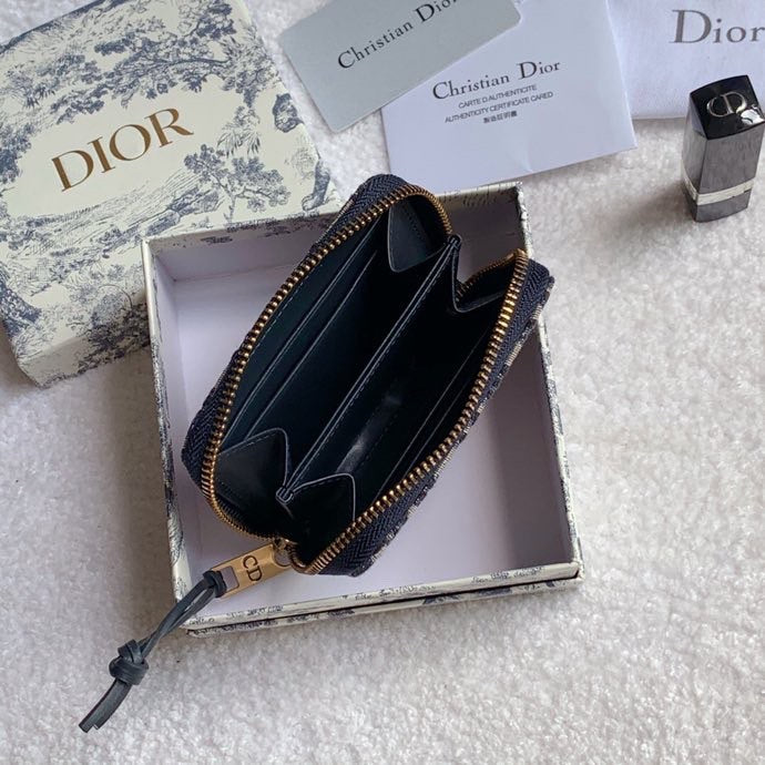 Dior 老花拉鍊卡包／零錢包