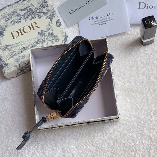 Dior 老花拉鍊卡包/零錢包
