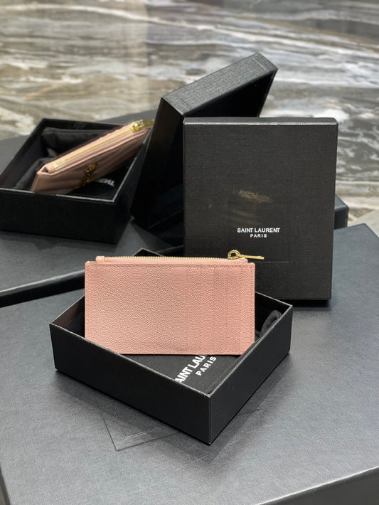 YSL 新品卡包_粉色金扣