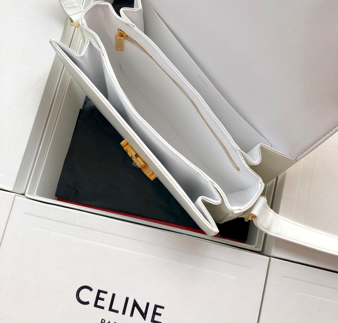 Celine TRIOMPHE 中號小牛皮-白色