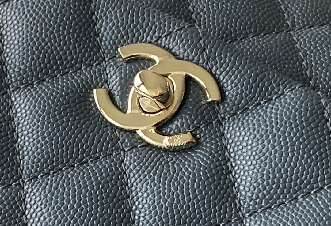 Chanel coco handle 小號-灰色香檳金扣