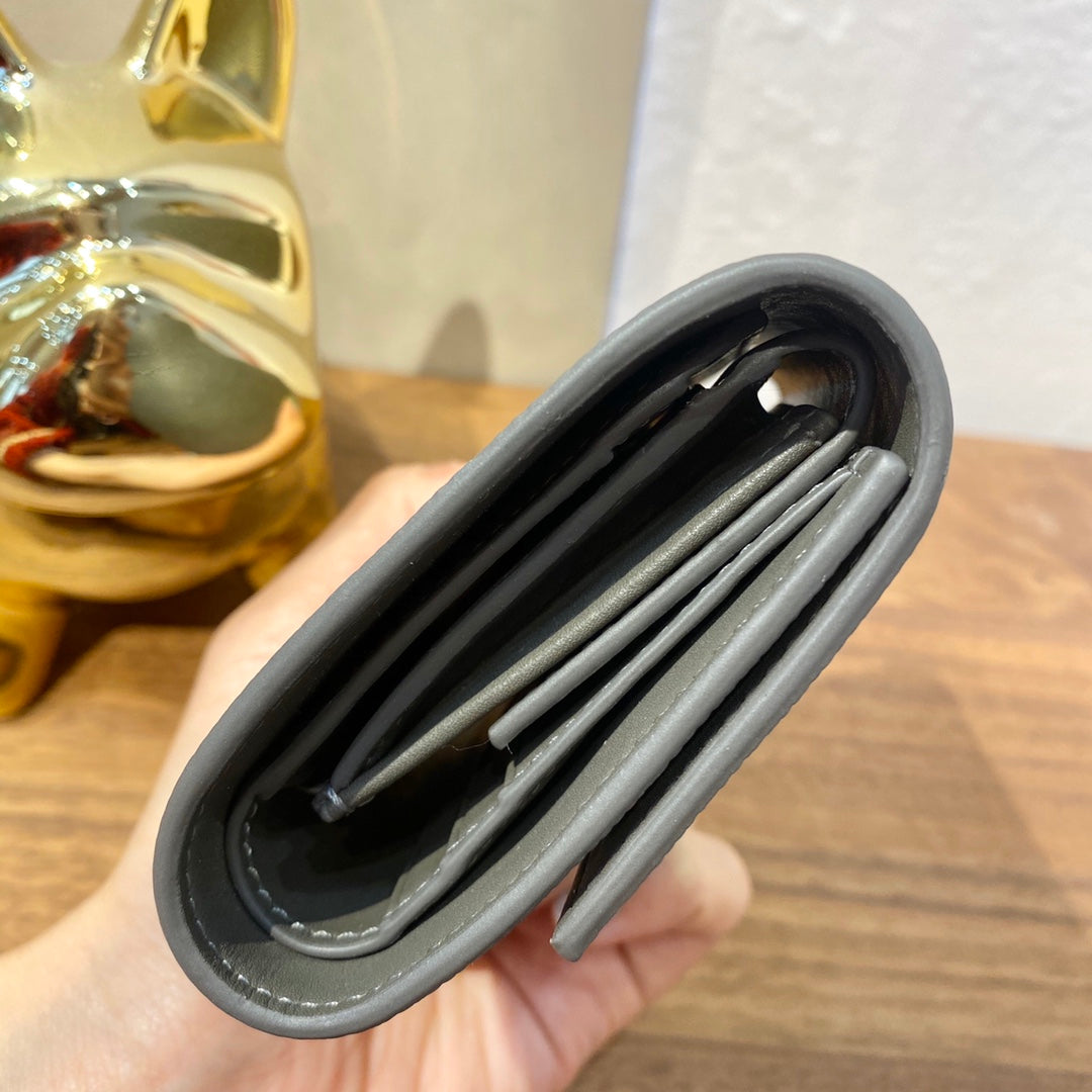 Celine STRAP 小號粒面三折短夾