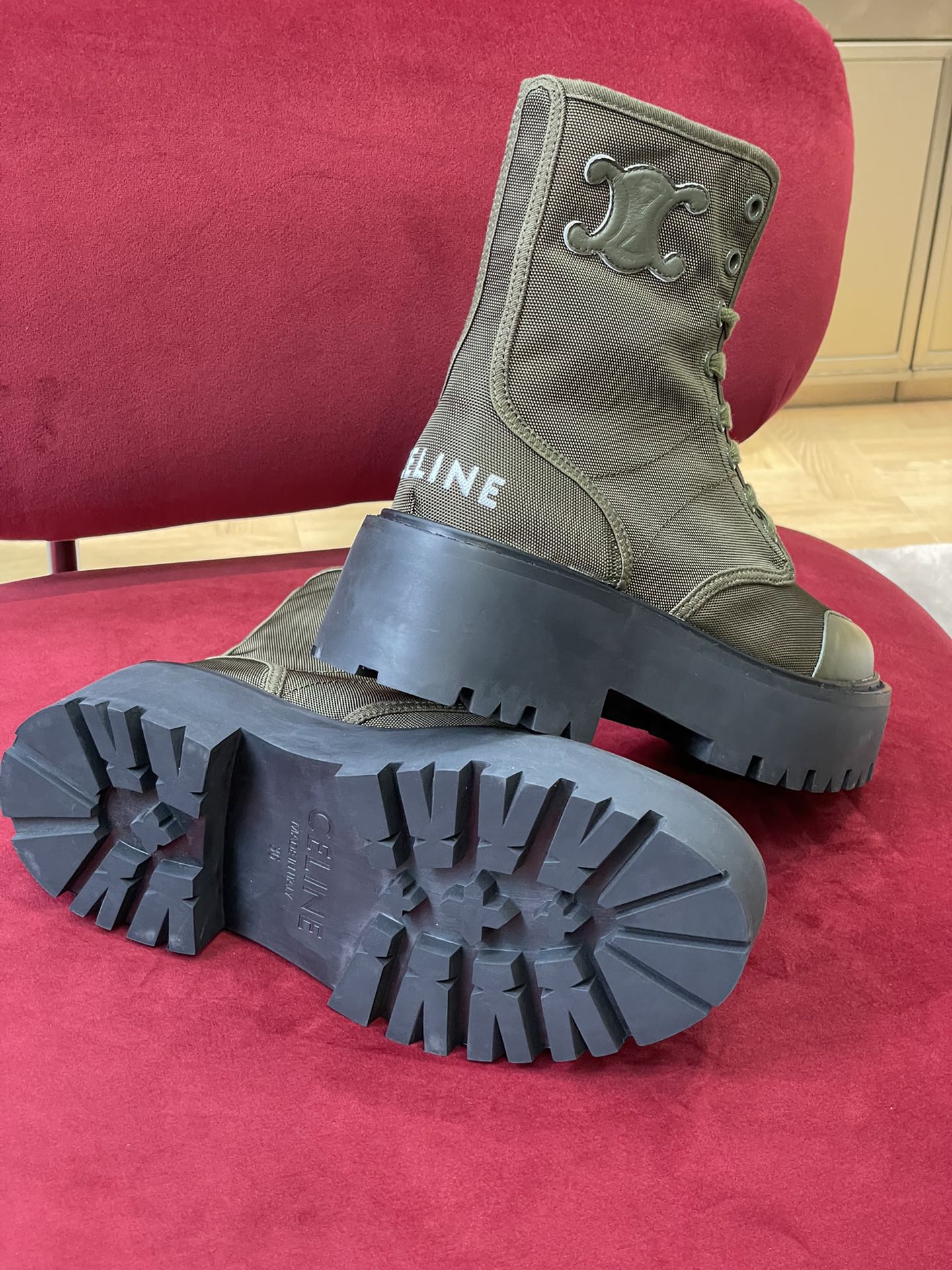 賽C家-22fw 秋冬新款靴子 鞋面帆布拼接皮革（尺碼35-41)