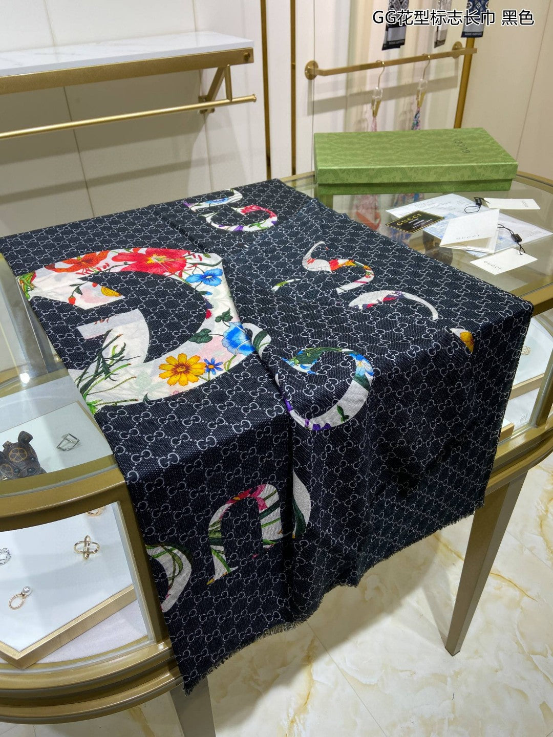 古G家-花型標誌長圍巾 110*200cm 100%頂極羊絨