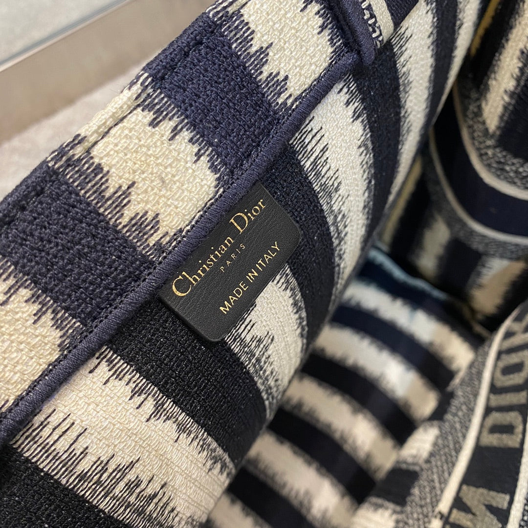 Dior Book Tote-大號41.5cm-深藍條紋