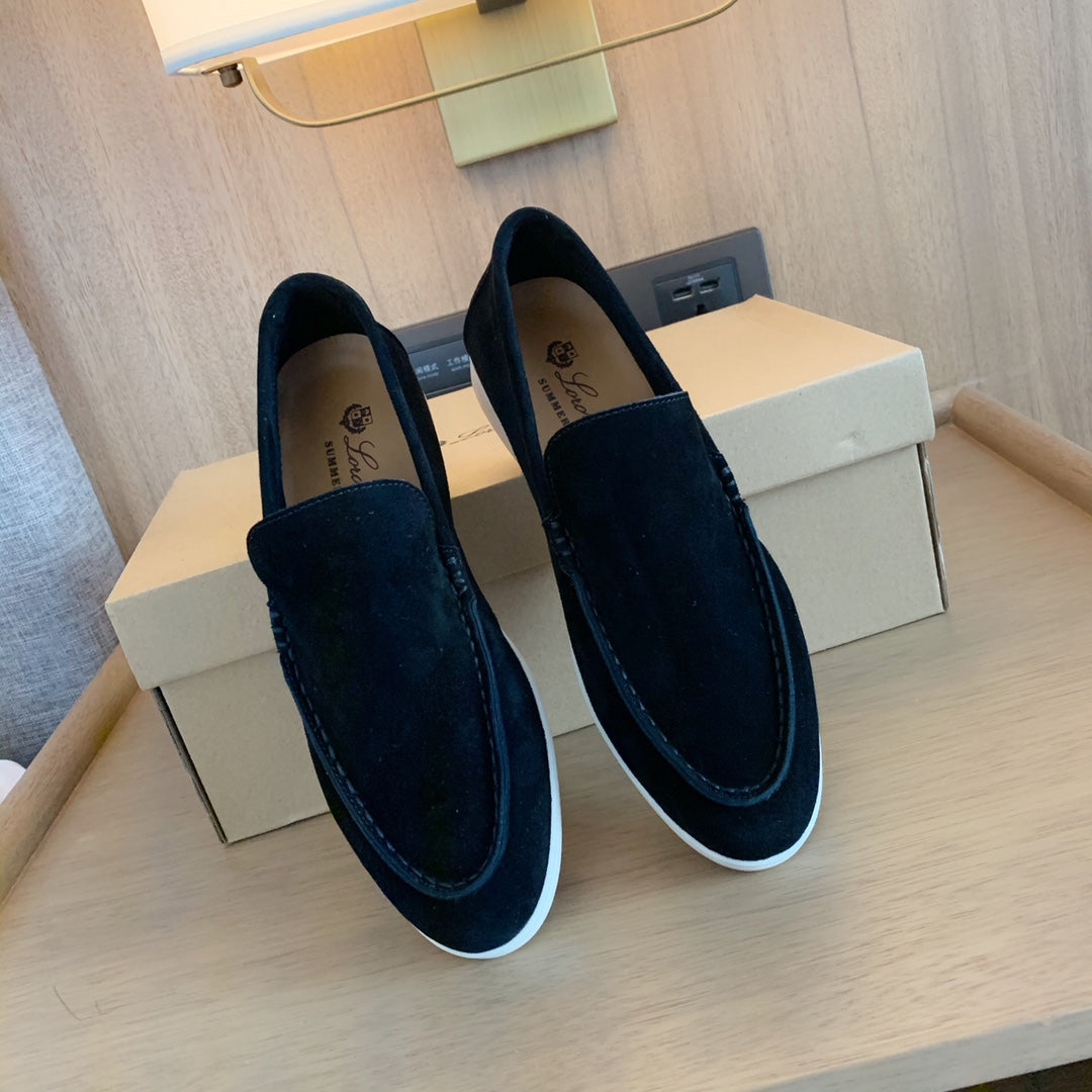 Loro p1ana-羊絨復古平底鞋 黑色
